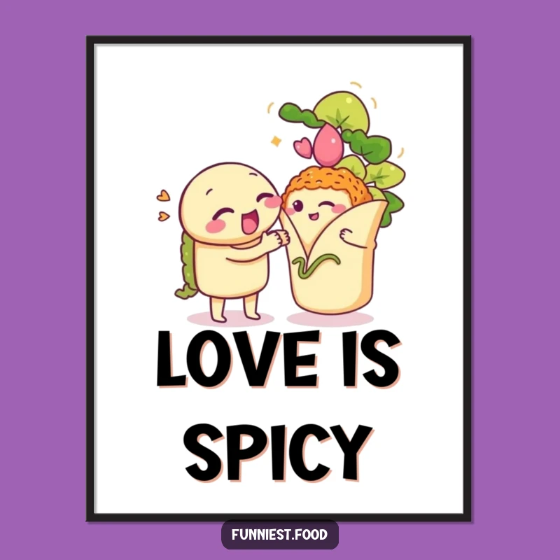 Funny Taco Burrito Serenade Poster: Romantic Fiesta Art, Hilarious Wall Decor, Perfect Gift