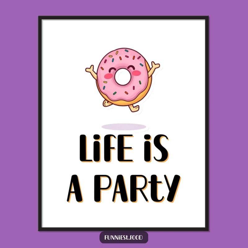 Funny Donut Poster: Sprinkle Dance Art Print - Joyful Wall Decor!