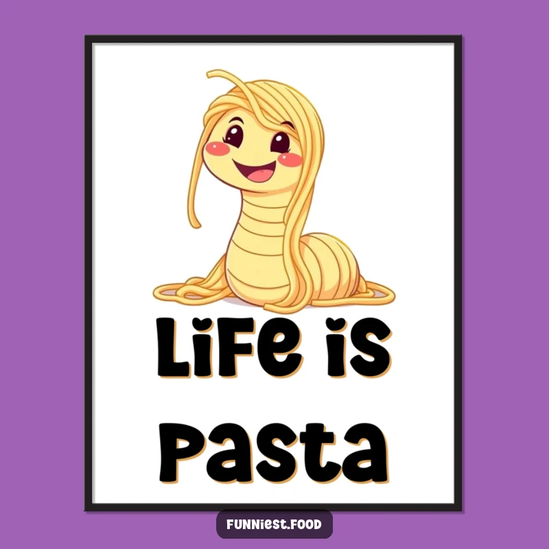 Funny Spaghetti Worm Poster: Hilarious Italian Art for Your Walls
