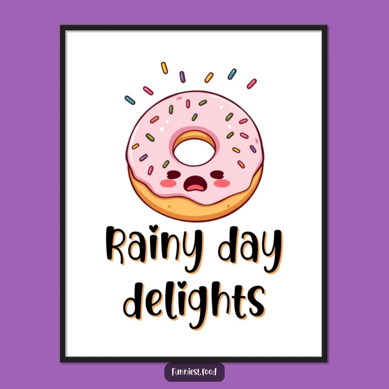 Funny Bewildered Donut Poster - Hilarious Treat Art, Quirky Gift Idea