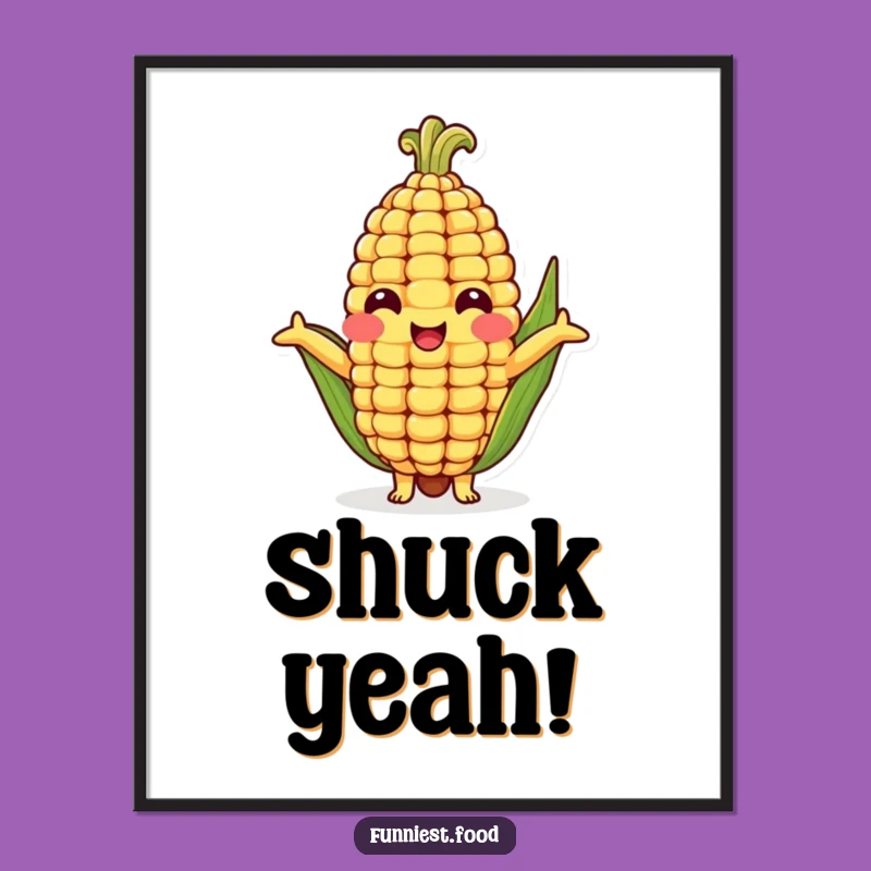 Funny Corn Cob Hug Poster - Adorable Veggie Character Art for a Cheerful Room
