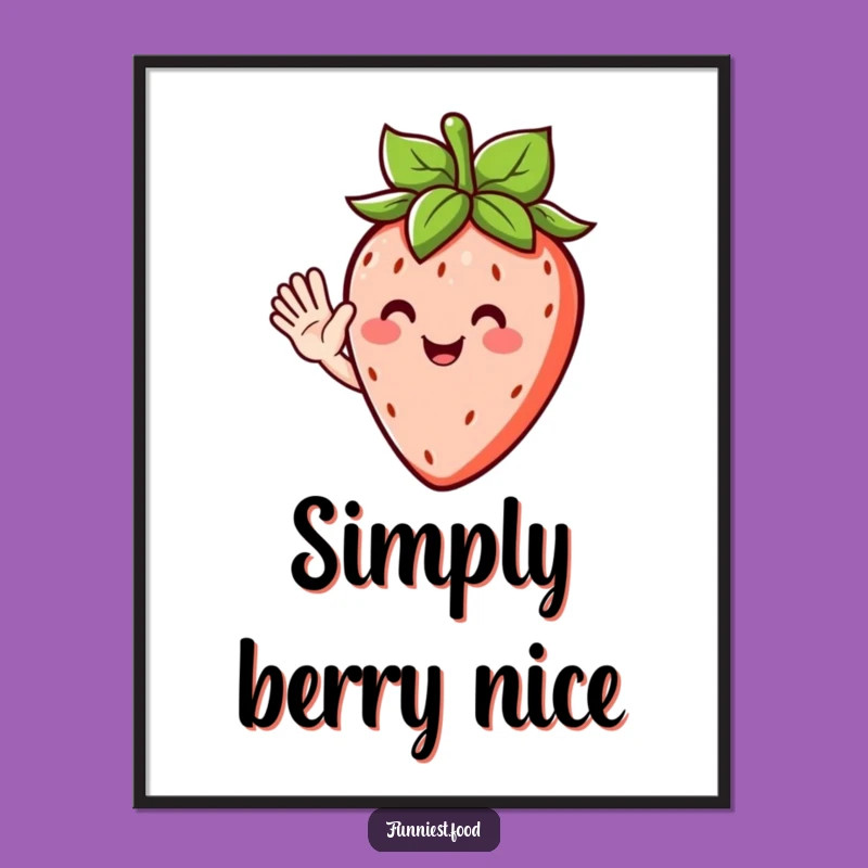 Funny Strawberry Wave Poster - Cheerful Fruit Character Art for a Happy Space