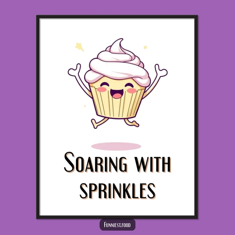 Funny Joyful Cupcake Poster Uplifting Wall Art for Sweet Spaces