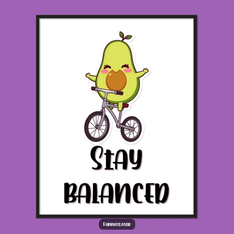Funny Avocado Unicyclist Poster: Vibrant Wall Art for Healthy Foodies and Humor Lovers