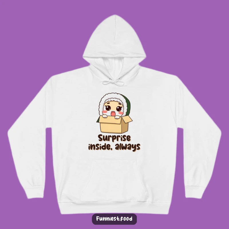 Funny Surprised Sushi Roll Hoodie Cozy Comfort and Hilarious Style