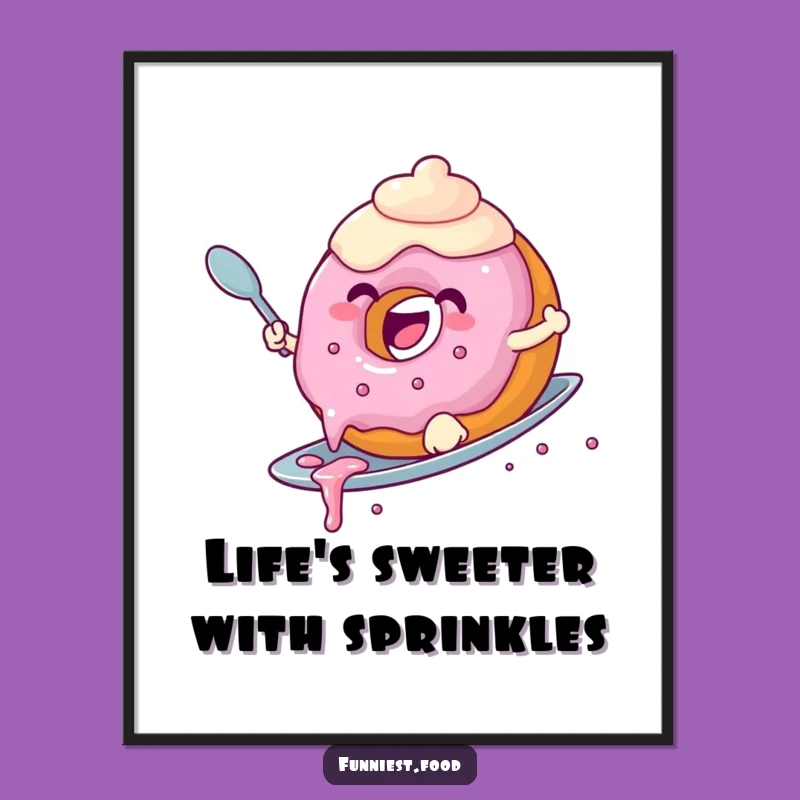 Funny Free Printable Wall Art: Donut Surf! Whimsical Downloadable Art for Kitchen Vibes.