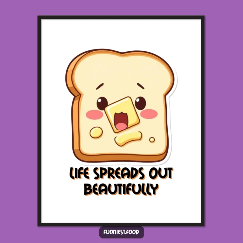Funny Free Printable Wall Art: Shocked Toast Buttering Itself Downloadable Art for Kitchen