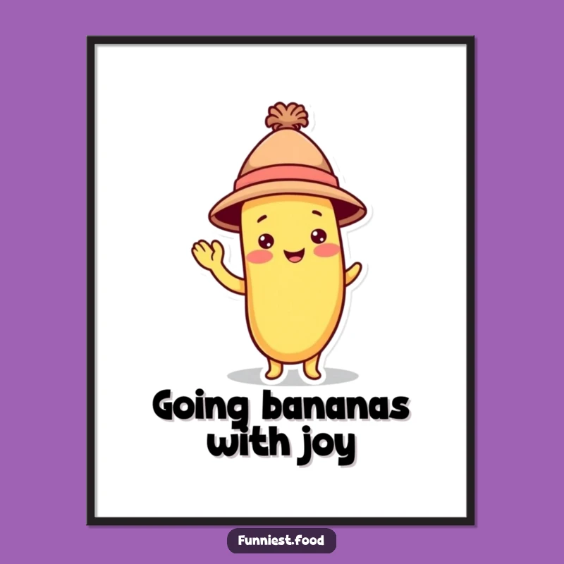 Free Printable Wall Art: Quirky Banana Character Waving for Fun, Playful Home Decor