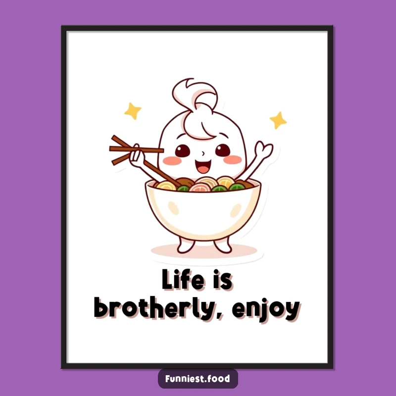 Free Printable Juggling Ramen Wall Art: Funny Downloadable Kitchen Decor for Food Lovers