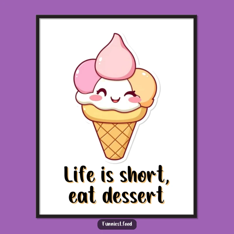 Free Printable Wall Art: Winking Ice Cream Cones for a Sweet, Fun, Quirky Decor