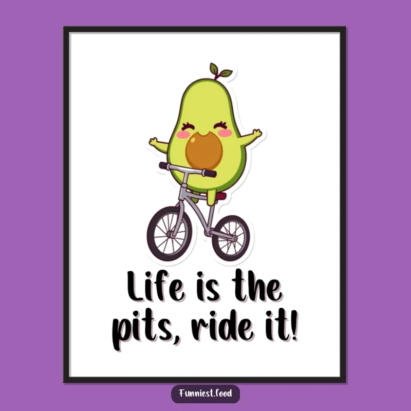Free Printable Wall Art: Winking Avocado Unicycle Quirky Decor