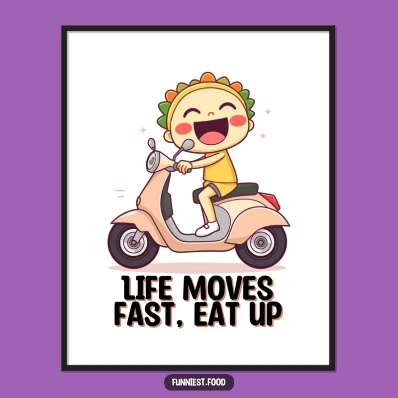 Funny Free Printable Wall Art: Fast Taco Scooter Downloadable Decor