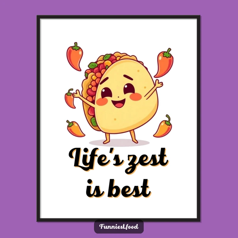 Funny Free Printable Wall Art: Juggling Taco Character - Vibrant Foodie Decor - Downloadable!