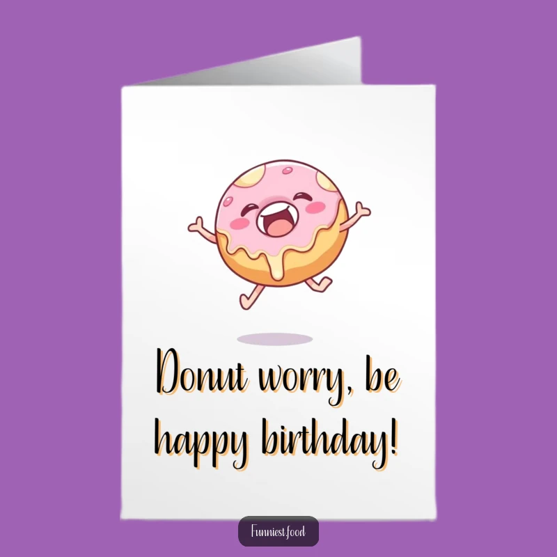 Free Printable Donut Birthday Card: Funny Playful Leap Printable Greeting Card Downloadable Gift