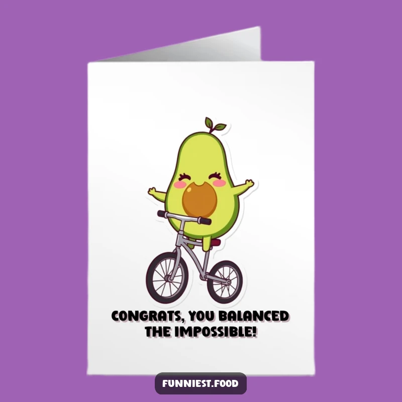 Free Printable Congrats Card: Winking Avocado Unicycle Success