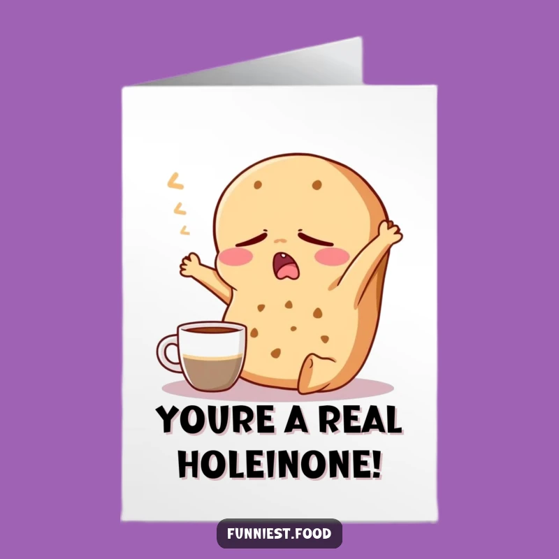 Free Printable Congrats Card: Sleepy Bagel Coffee Break - Downloadable