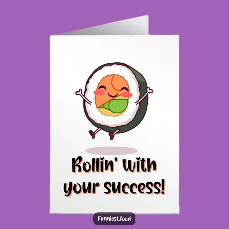 Free Printable Congratulations Card: Sushi Roll's Cartwheel Success!