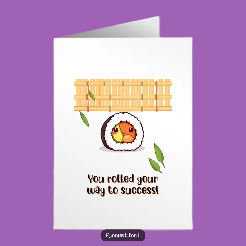 Free Printable Sushi Congratulations Card: Shy Roll Behind Mat Downloadable Greeting
