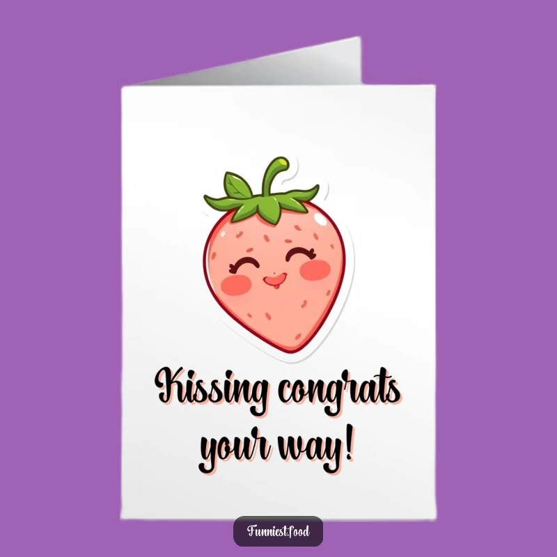 Free Printable Congratulations Card: Strawberry Kissing Wishes for Your Big Win Downloadable Gift