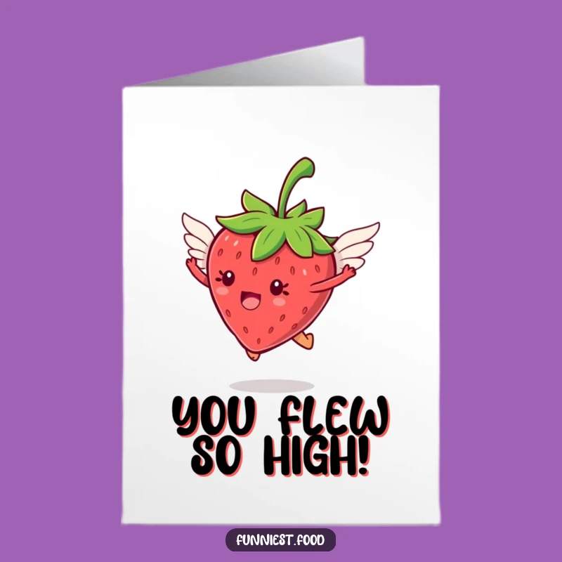 Free Printable Flying Strawberry Congrats Card - Whimsical Download