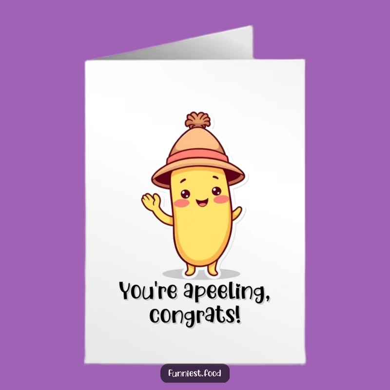 Free Printable Congrats Card: Playful Banana in Hat for a Cheerful, Wee Celebration