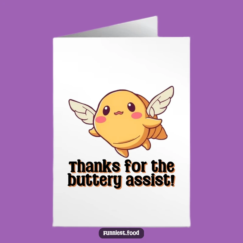 Free Printable Thank You Card: Croissant Flying Funny Downloadable Gift of Gratitude