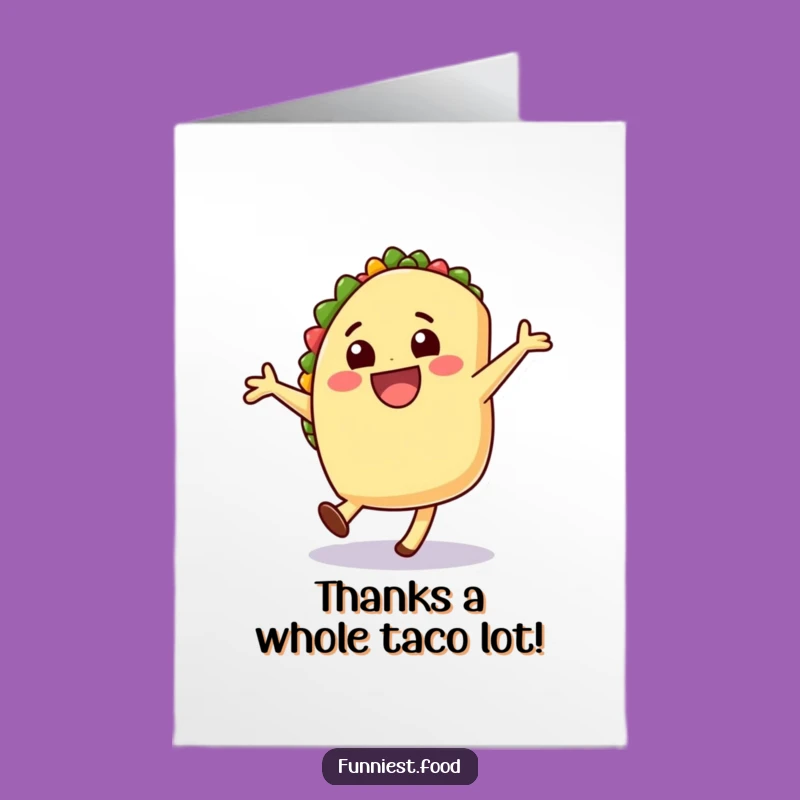 Free Printable Taco Cartwheel Thank You Card: Funny Downloadable Gift for Gratitude