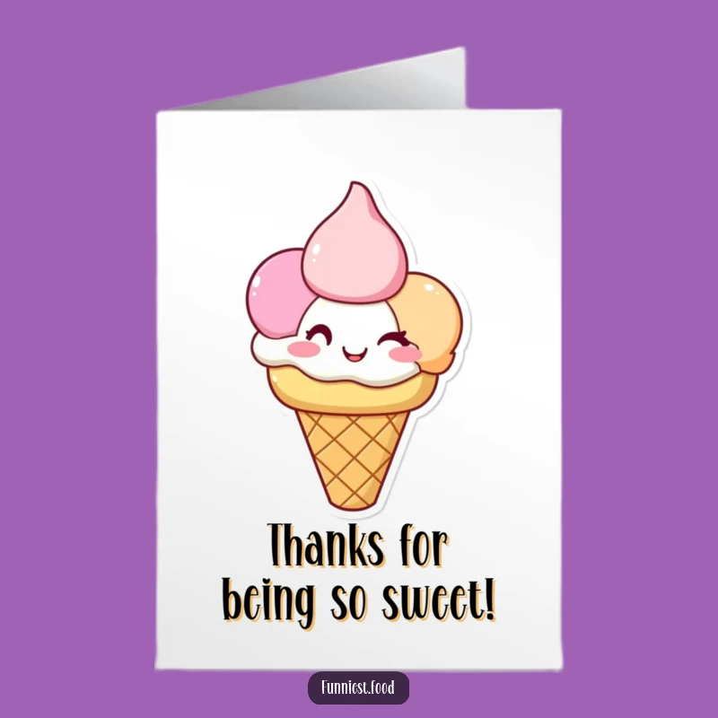 Free Printable Thank You Card: Winking Ice Cream Cone for a Sweet, Funny 'Thanks!'
