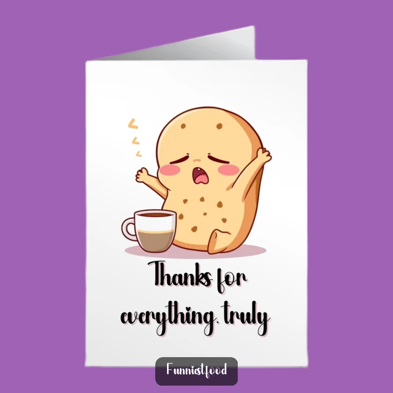Free Printable Thank You Card: Sleepy Bagel Coffee Thanks - Downloadable