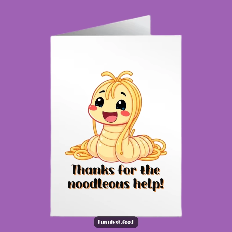 Free Printable Thank You Card: Spaghetti Worm Smiling Thanks Funny Downloadable Gift