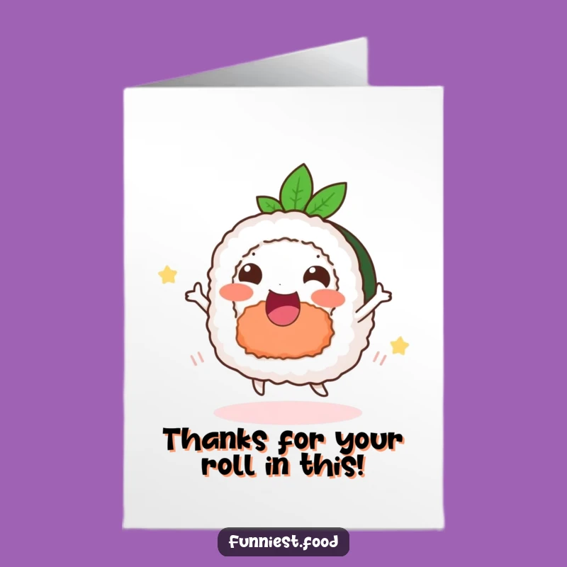 Free Printable Thank You Card: Sushi Dance Funny Downloadable Gift of Appreciation