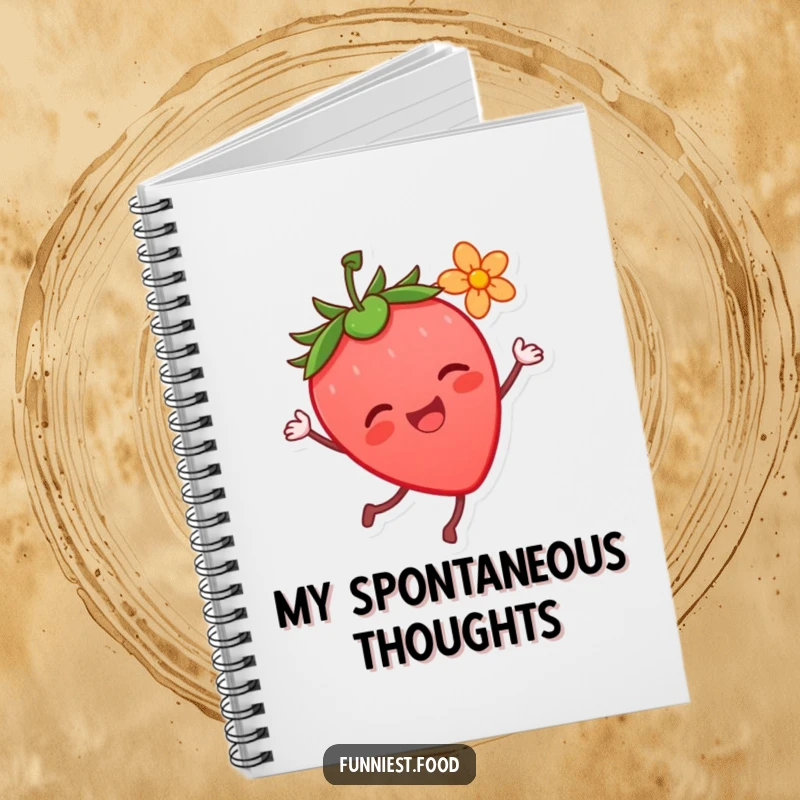 Funny Strawberry Dance Notebook: A joyful strawberry character dancing with a flower on the cover, ideal for happy notes and a funny gift.