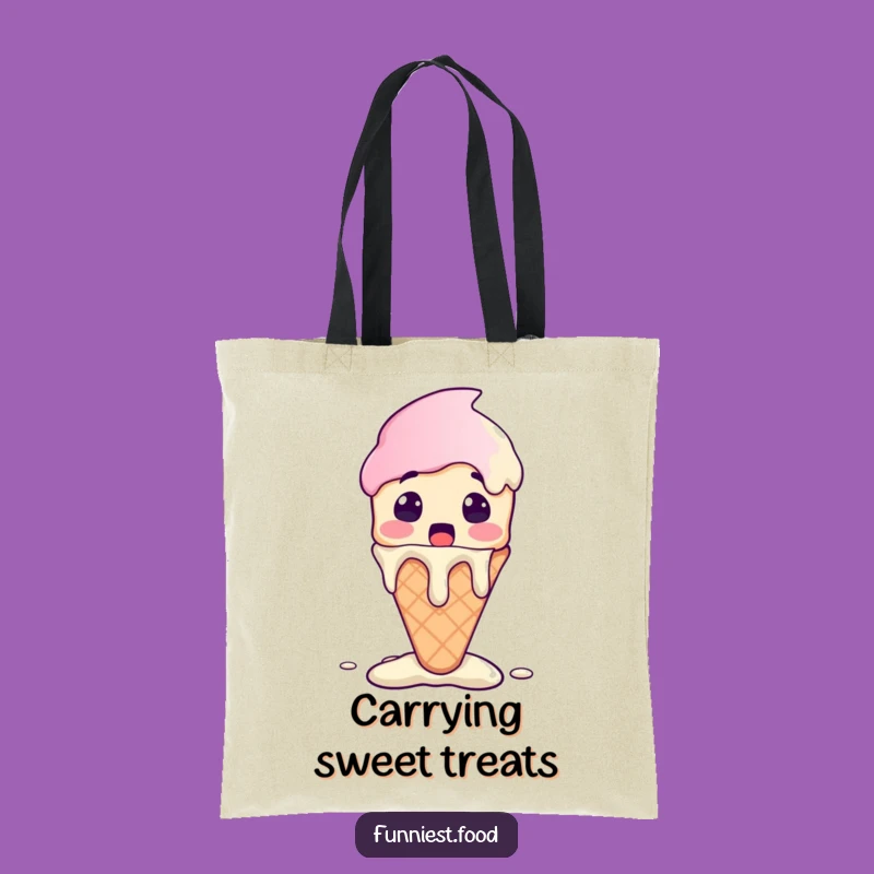 Funny Ice Cream Tote Bag - Melting Character Design, Essential Funny Gift!