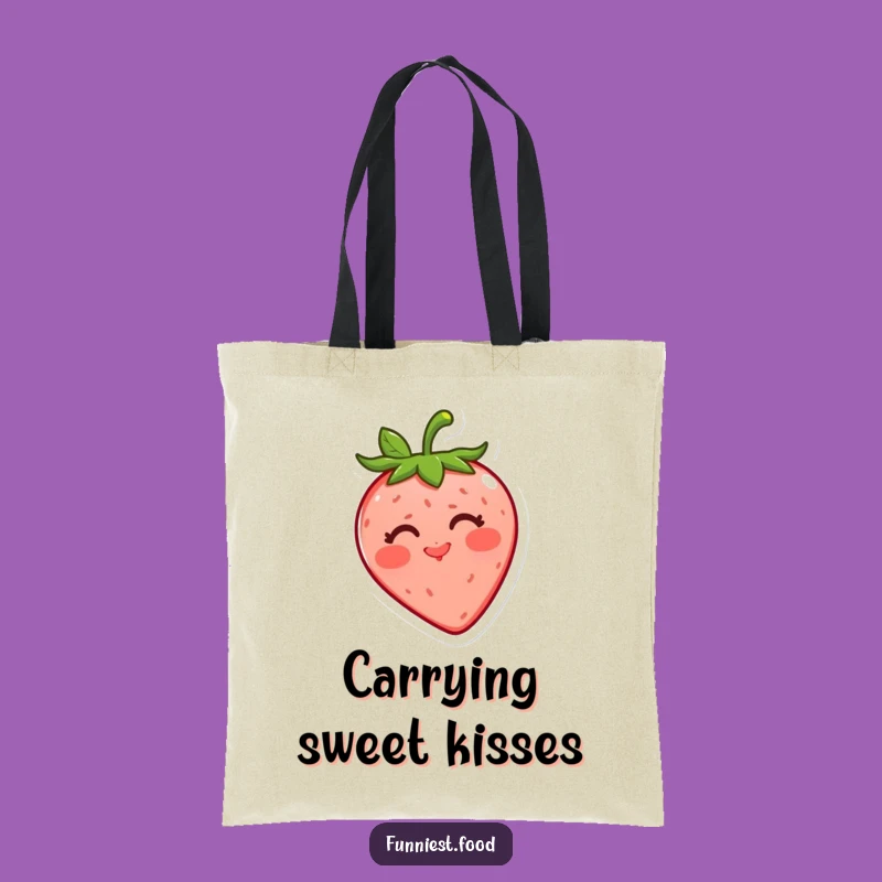 Funny Strawberry Kiss Tote Bag: Carry Your Essentials with This Cheerful Fruit Design